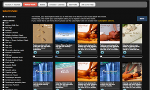 relaxation music catalogue for massage, spas, beauty and wellbeing salons.
